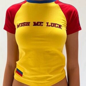 Wish Me Luck Yellow and Red Women's Top